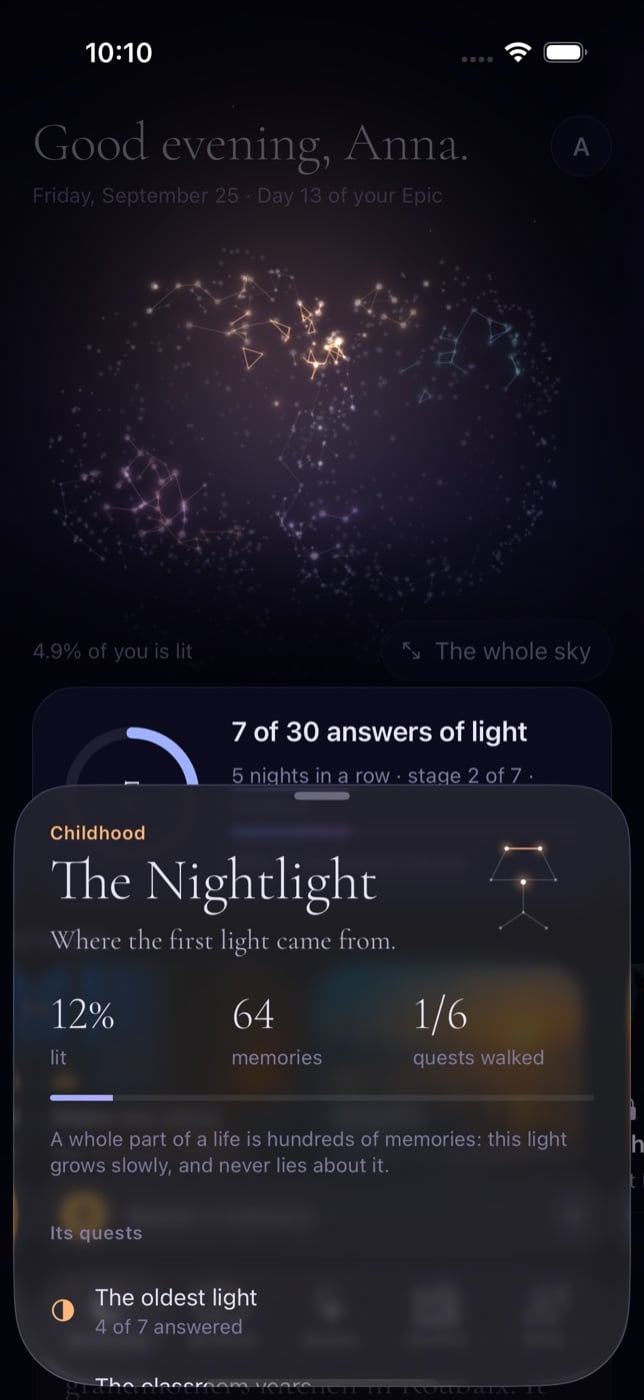 A constellation opened: the Nightlight, childhood, with its light, its memories and its quests