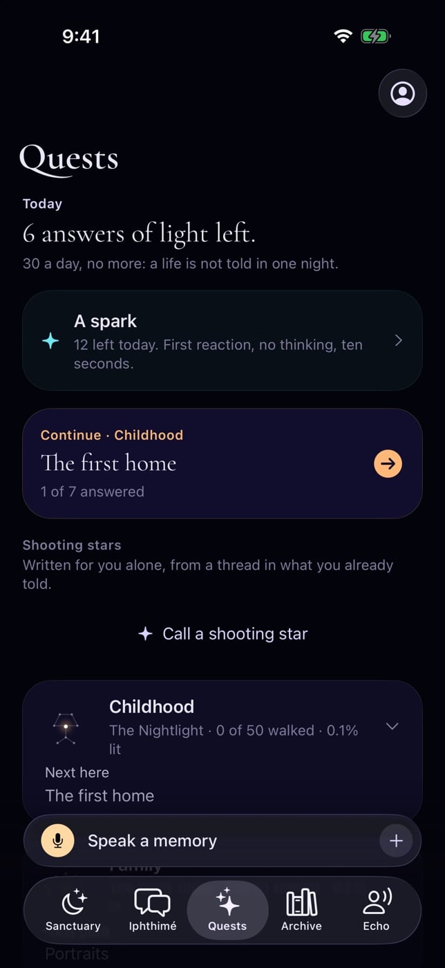 Quests: the answers of light left today, the quest to continue, the shooting stars and the eight constellations
